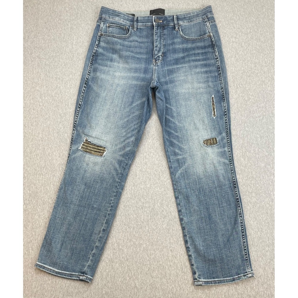 WHBM Jeans Womens 10 Blue Cotton Blend Stretch High-Rise Curvy Straight